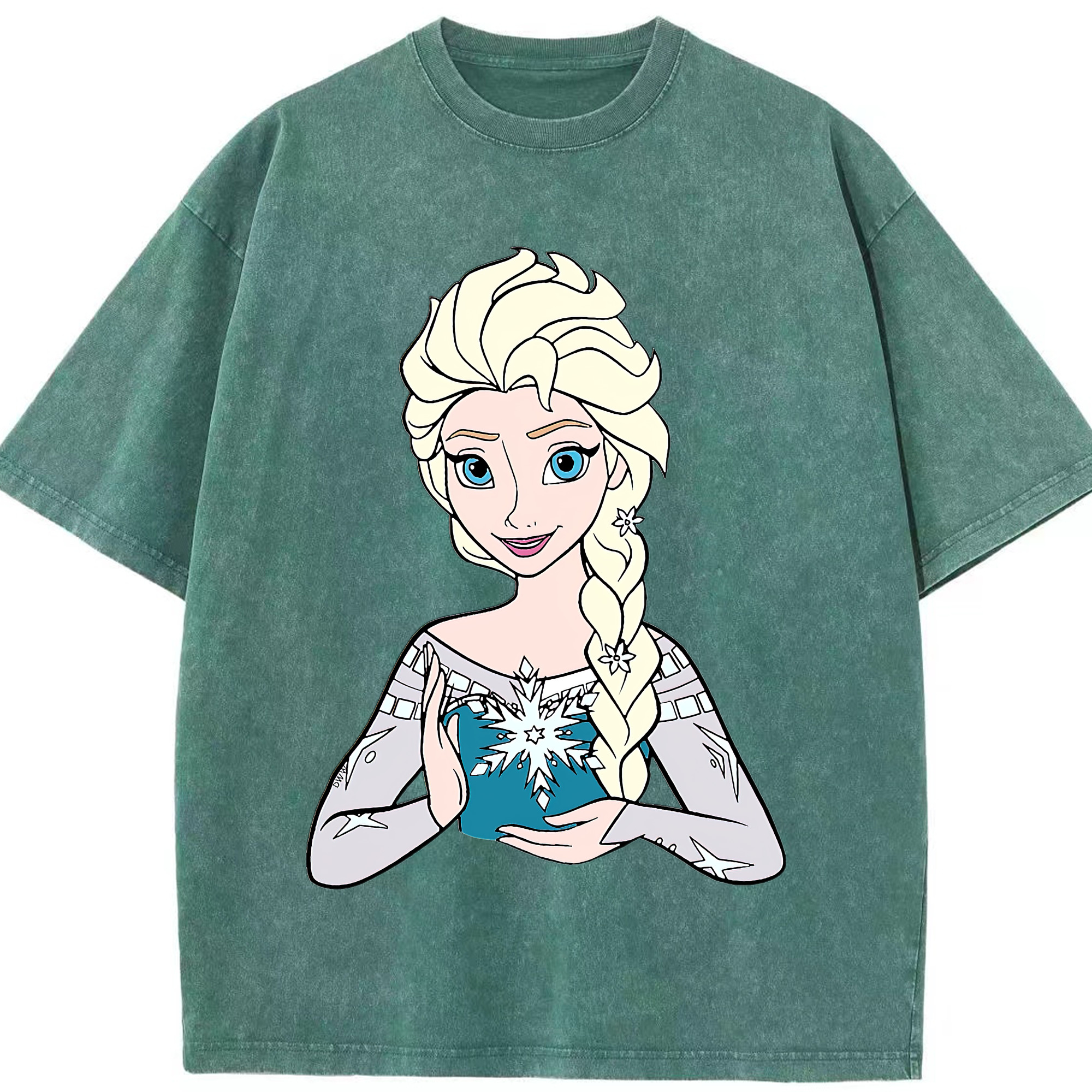 （画像用） アナと雪の女王 アンナ エルサ Frozen Anna Elsa 綿100% ヴィンテージ風 半袖Tシャツ（フロントプリント）